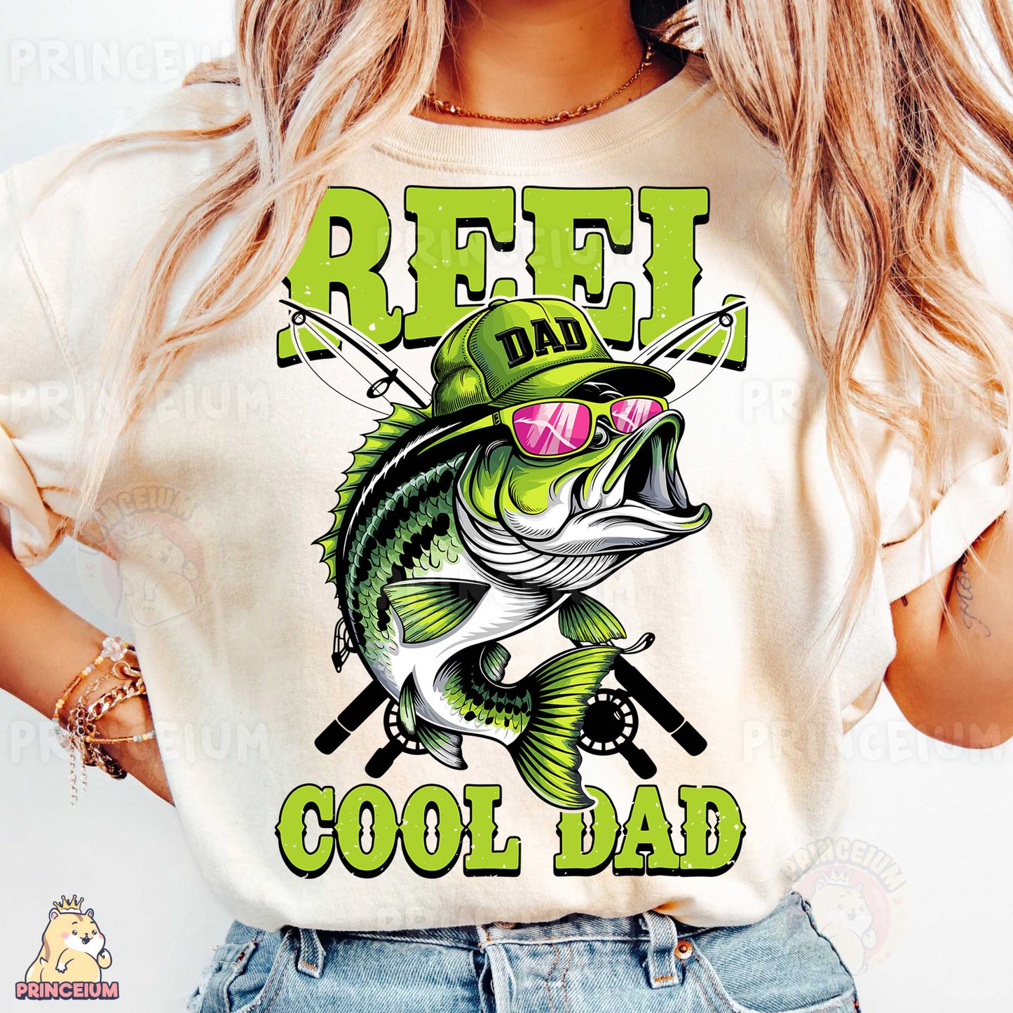 a woman wearing a t - shirt with a fish on it