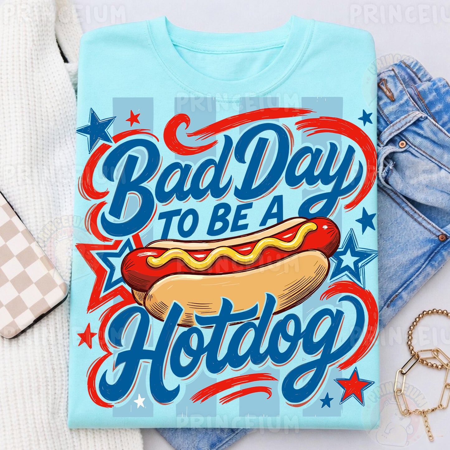 Bad Day To Be A Hotdog Sublimation Design PNG Funny Patriotic Hot Dog Digital Download