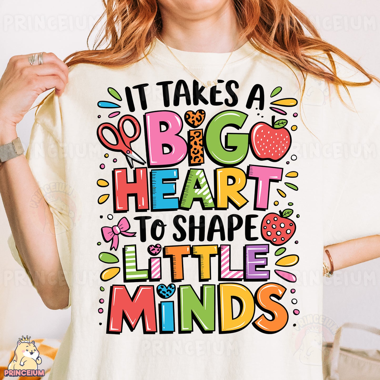 a woman wearing a t - shirt that says it takes a big heart to shape