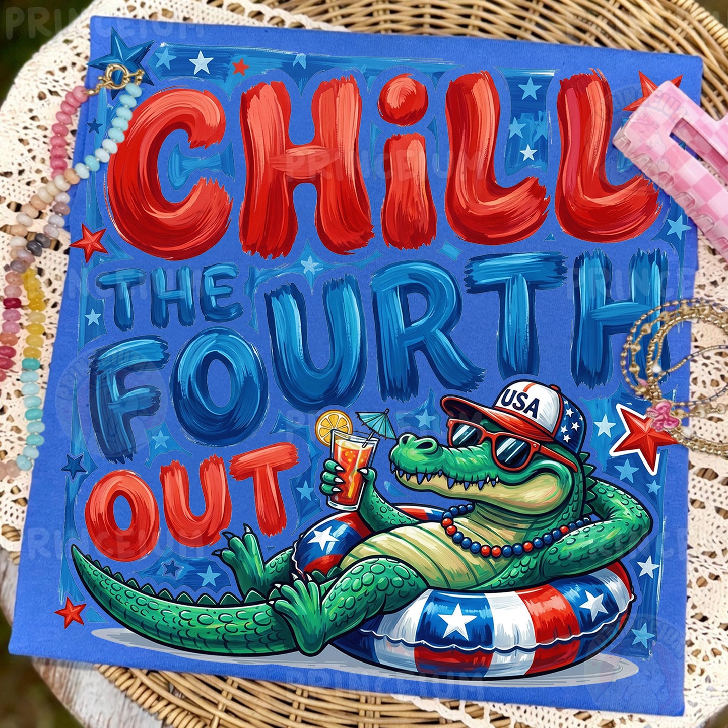 Chill The Fourth Out PNG, Funny 4th of July Alligator Shirt Design, Patriotic Summer Sublimation