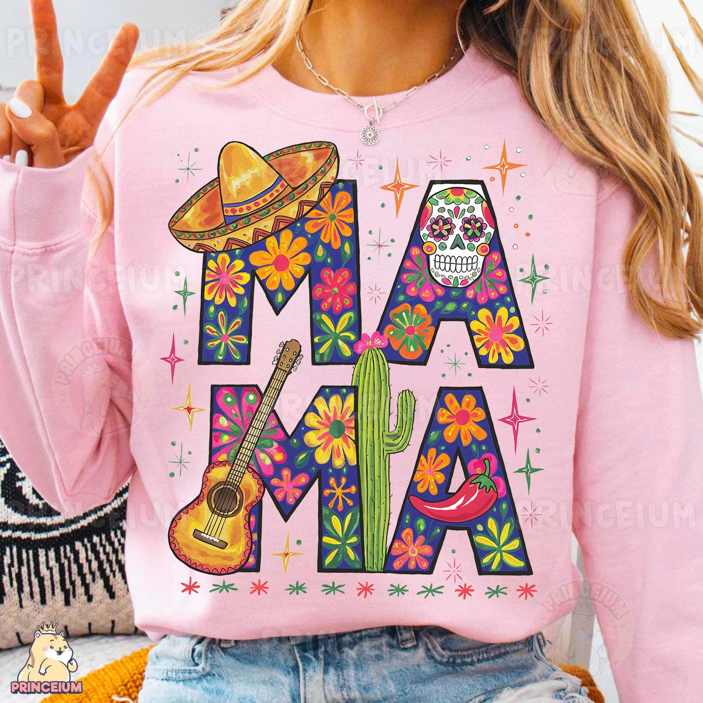 a woman wearing a pink shirt that says amo