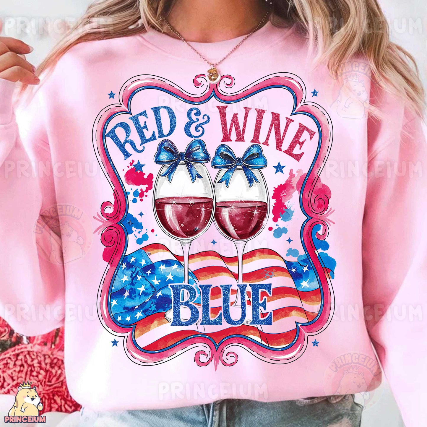 a woman wearing a red and wine sweatshirt