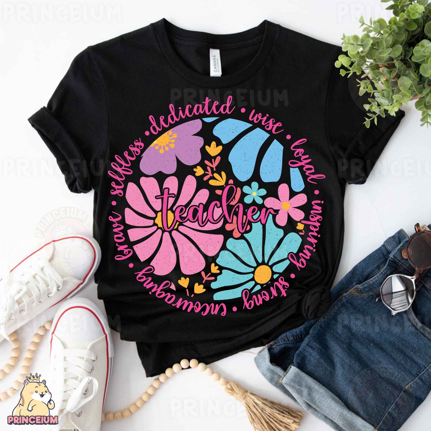 a t - shirt with a flower design on it