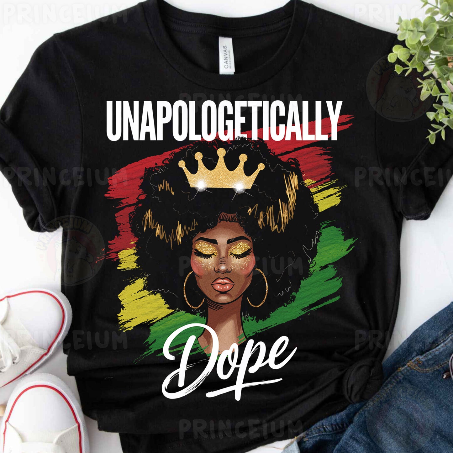 a black woman with a crown on her head wearing a t - shirt that says