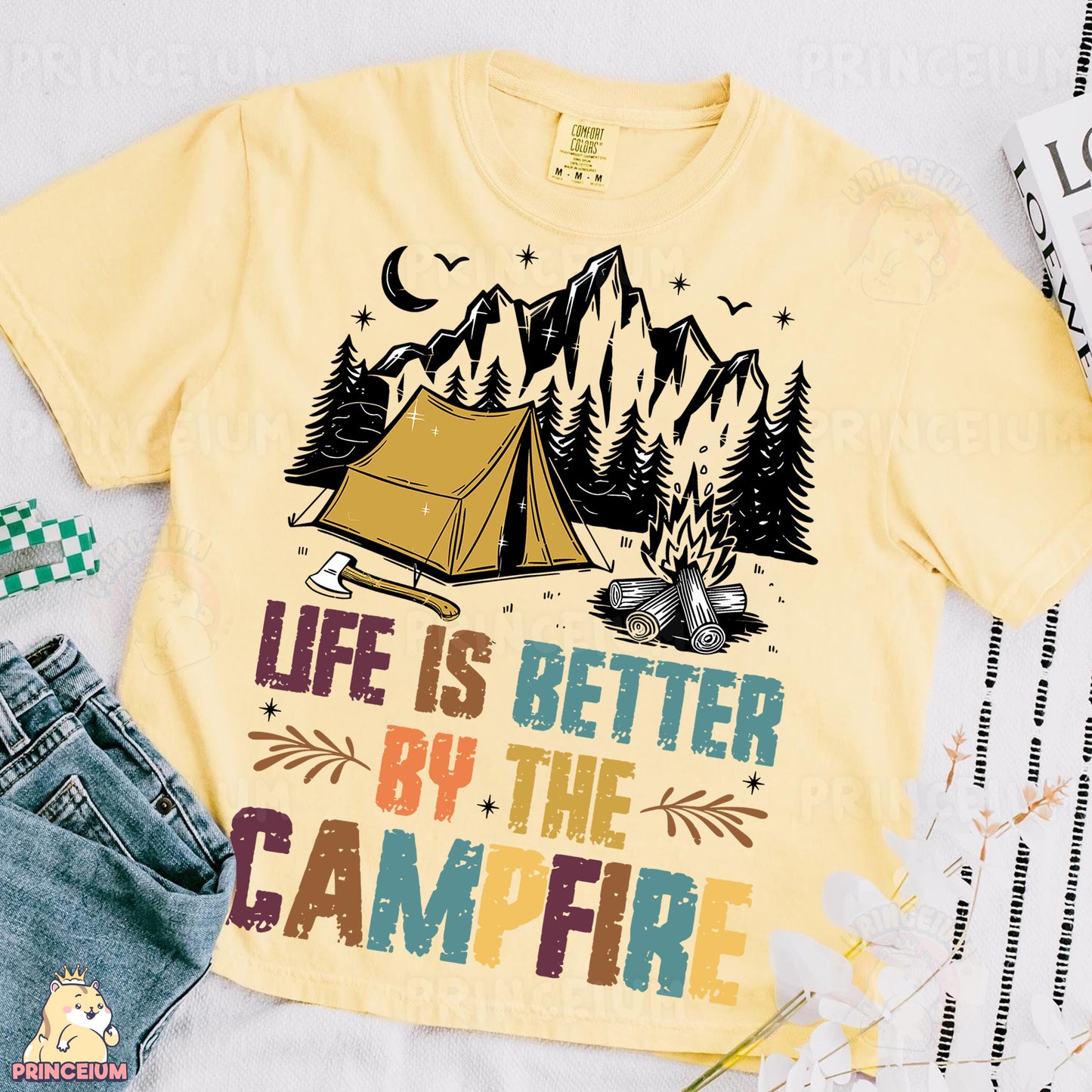 a tee shirt that says life is better by the campfire