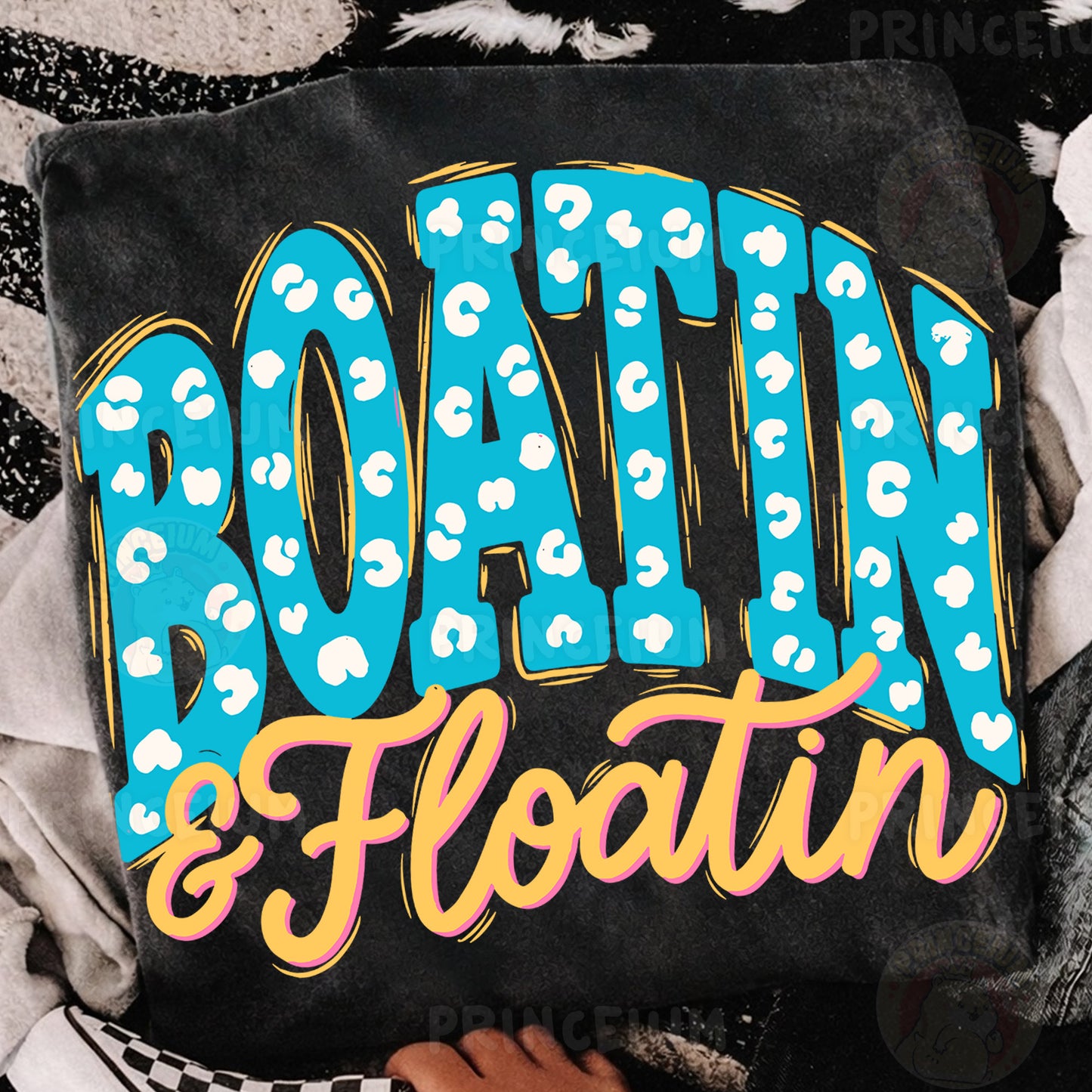Boatin & Floatin Sublimation Design PNG | Leopard Print Lake Life Digital Download