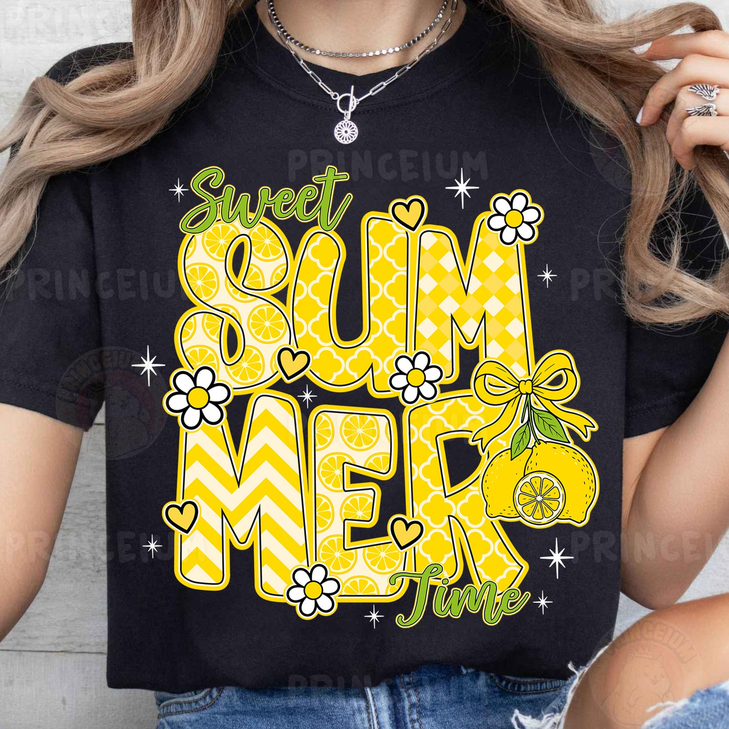 a woman wearing a t - shirt that says sweet summer