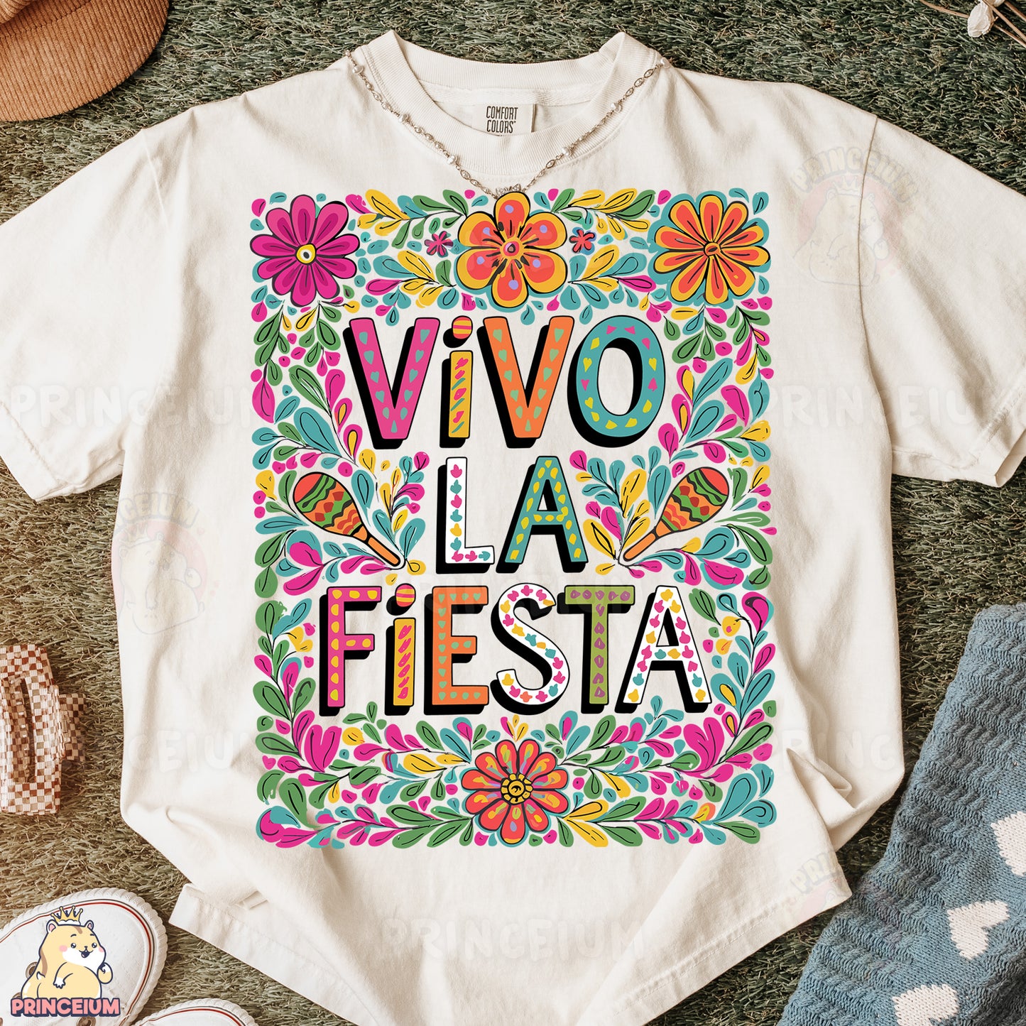 a t - shirt that says vivo la fiesta fiesta surrounded by shoes