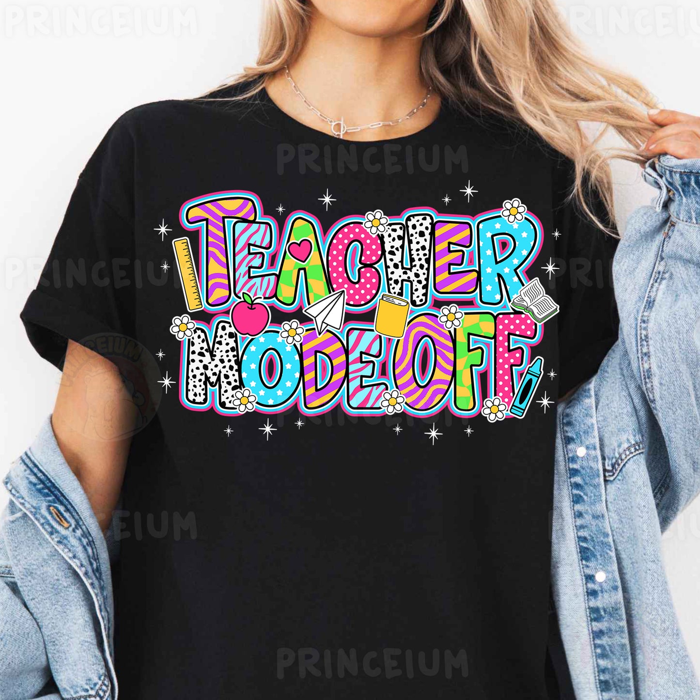 a woman wearing a teacher rocks t - shirt