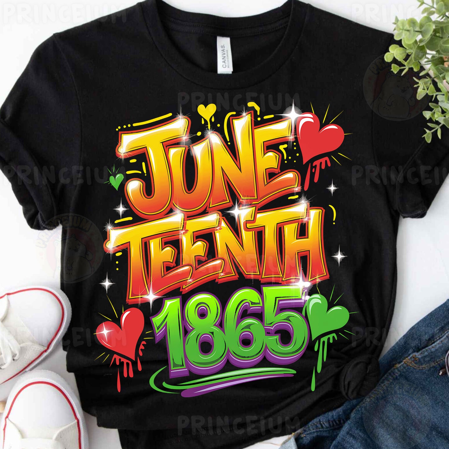 a black t - shirt with the words june tenth and hearts on it