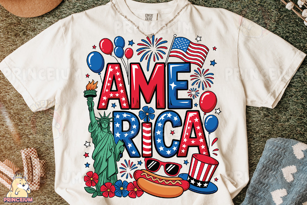 a white t - shirt with the words america on it