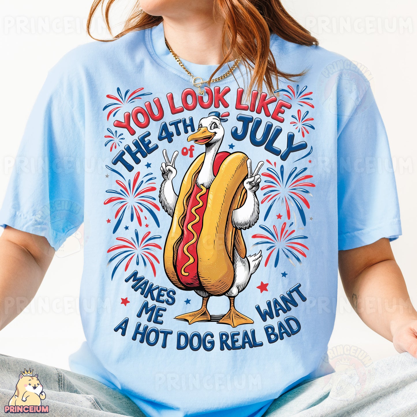 a woman wearing a t - shirt that says you look like the 4th of july