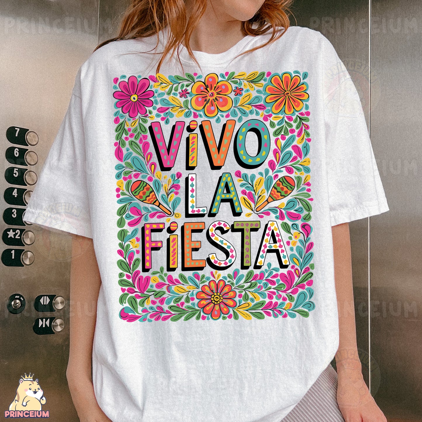a woman wearing a white t - shirt with the words vivo la festa