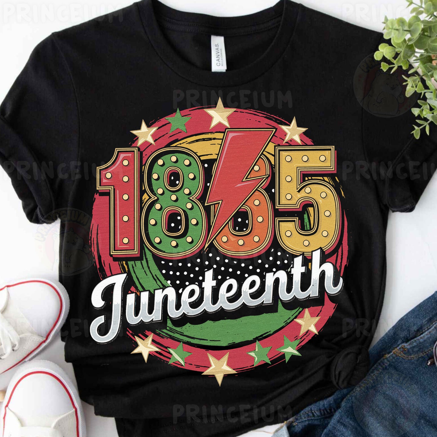 a black t - shirt with the number 75 and stars on it