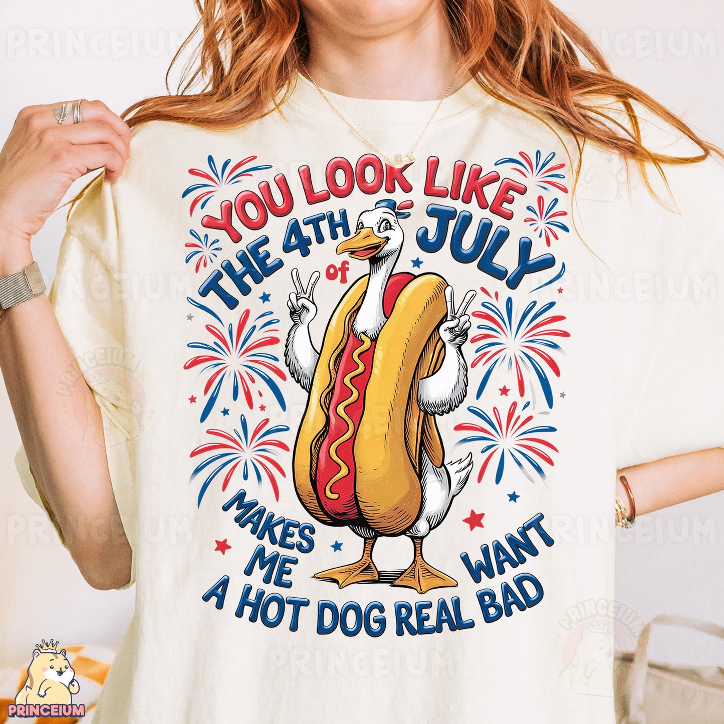 a woman wearing a t - shirt that says you look like the 4th july makes