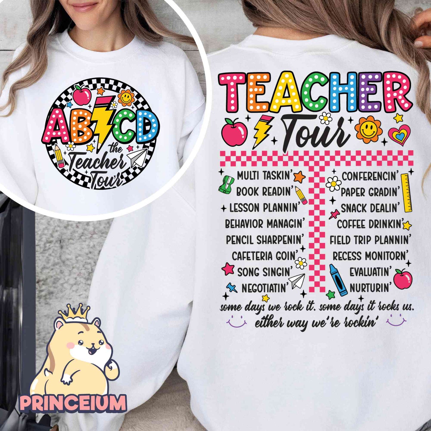 Retro Teacher Png, ABCD Teacher Tour Png, End of Year Png, Back to School, Teacher Gift, Kindergarten Teacher, Elementary School Sublimation