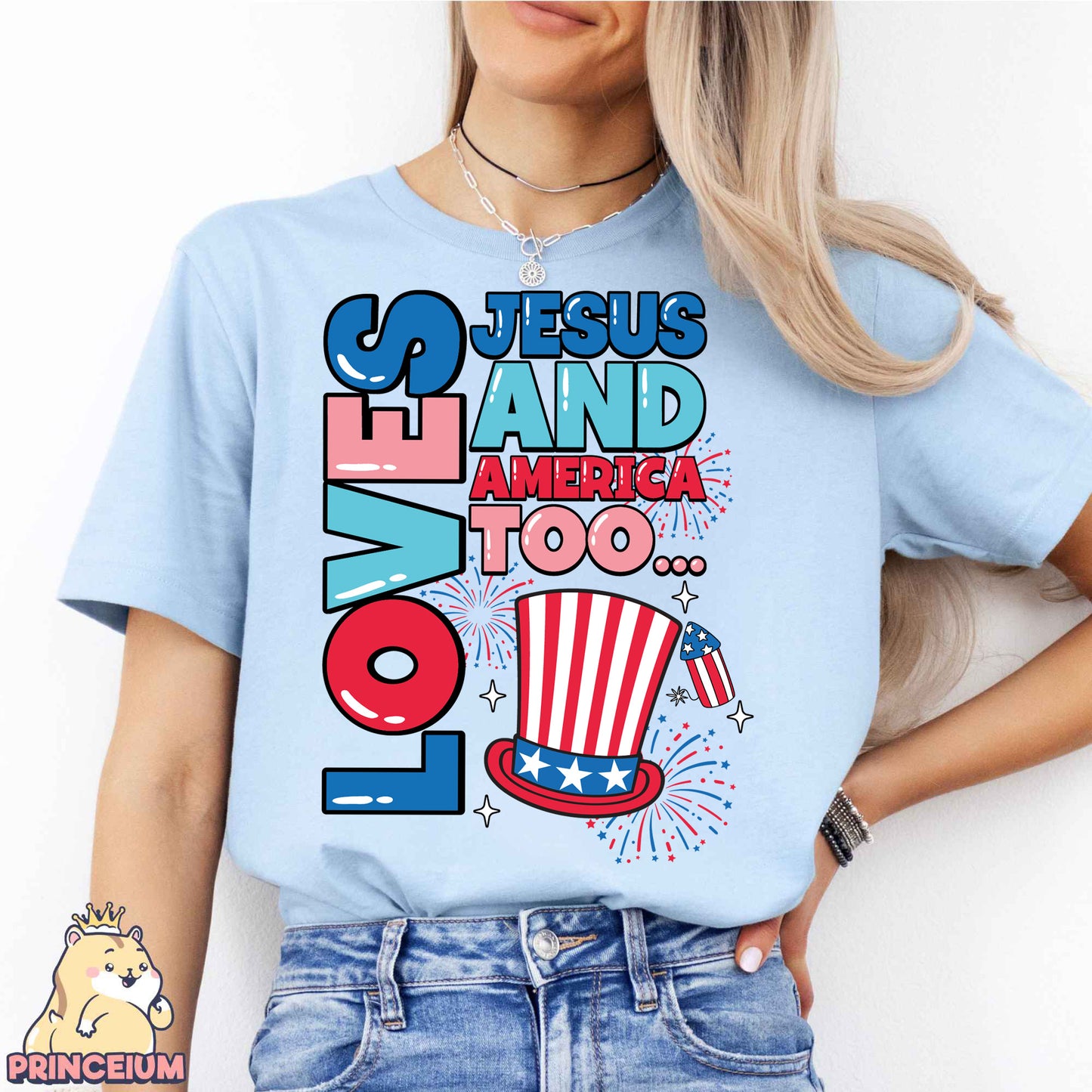 Loves Jesus and America Too Png, Christian 4th of July Png, Fourth of July Shirt, America Png, USA Png, Sublimation Designs Digital Download