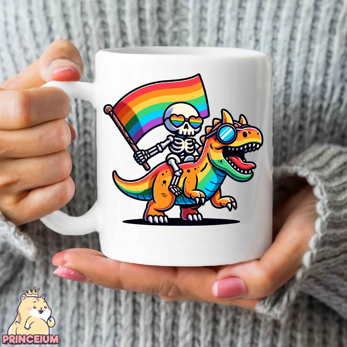 Skeleton Riding Dinosaur LGBTQ Png, Skeleton Pride Png, Dinosaur Pride Png, Rainbow Gay, Queer Pride, Dinosaur Pride Png, Sublimation Design