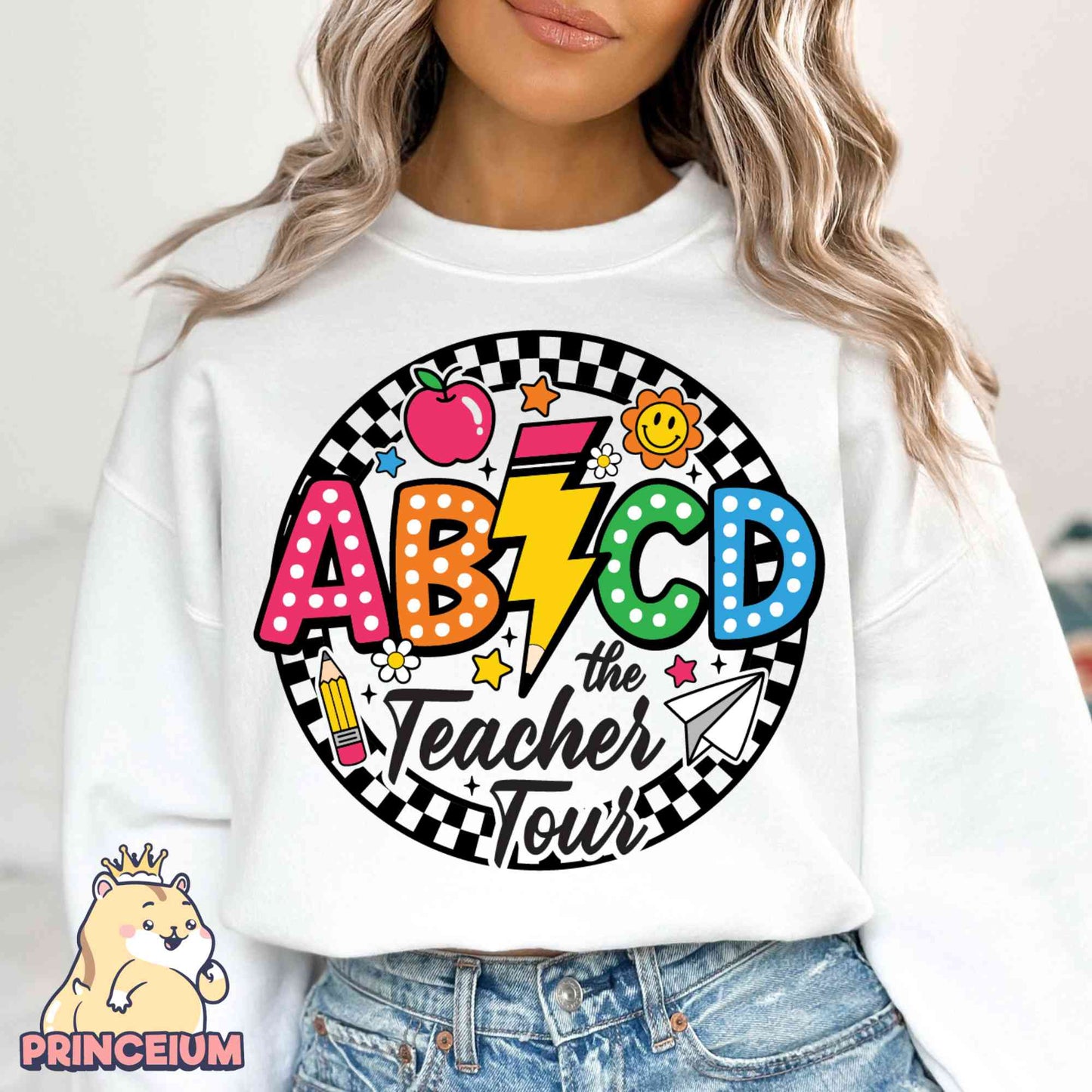 Retro Teacher Png, ABCD Teacher Tour Png, End of Year Png, Back to School, Teacher Gift, Kindergarten Teacher, Elementary School Sublimation