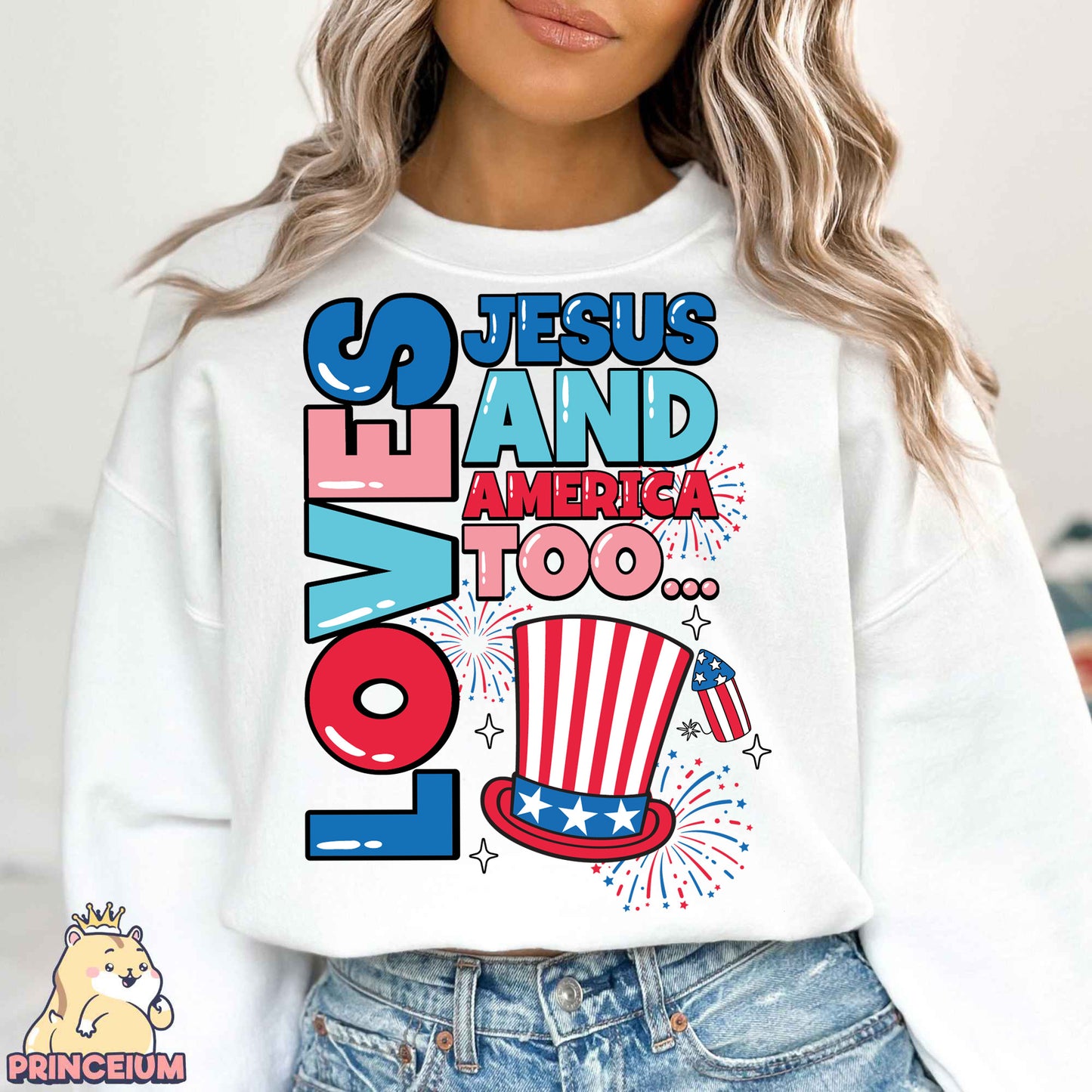 Loves Jesus and America Too Png, Christian 4th of July Png, Fourth of July Shirt, America Png, USA Png, Sublimation Designs Digital Download