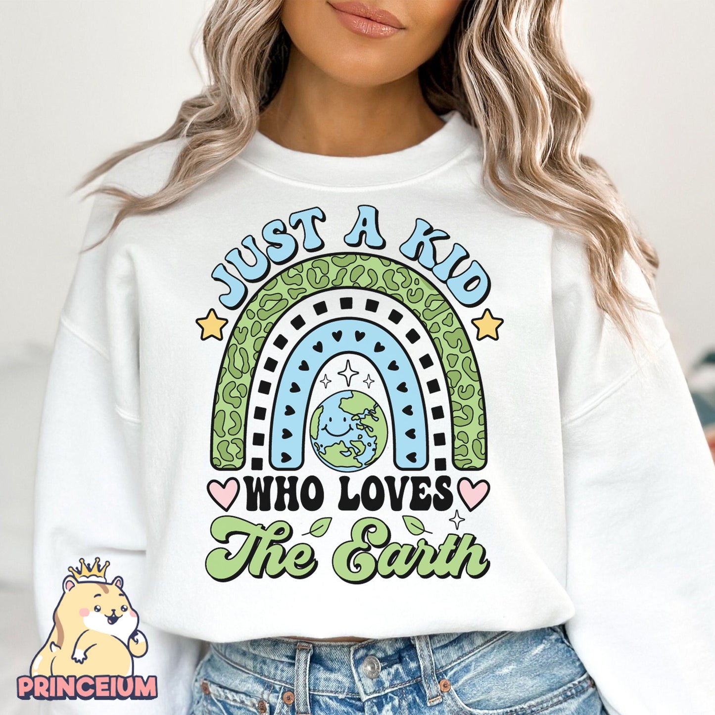Just a kid who Love the Earth Png, Earth Day Png, Earth Sublimation, Save Planet Png, Climate Change Png