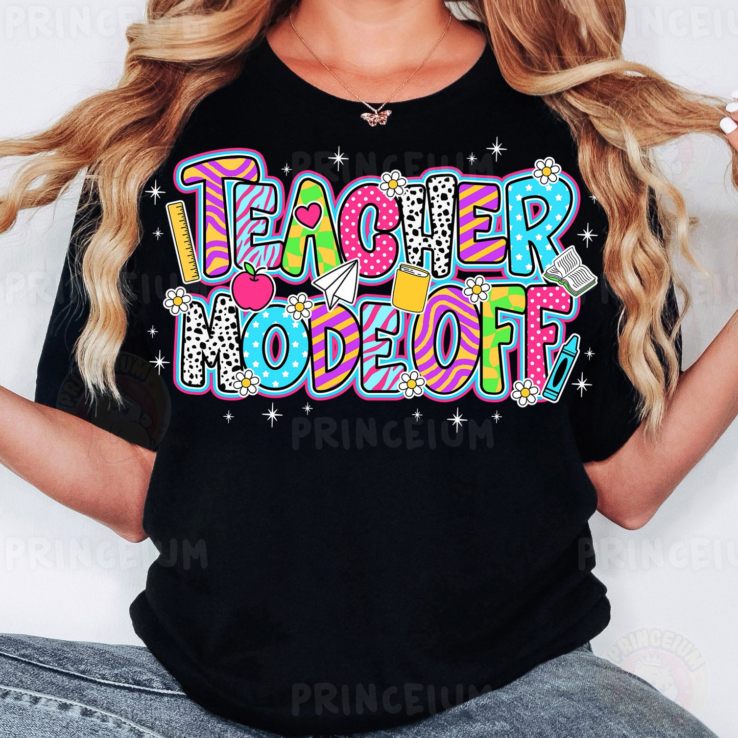 a woman wearing a black teacher to do t - shirt