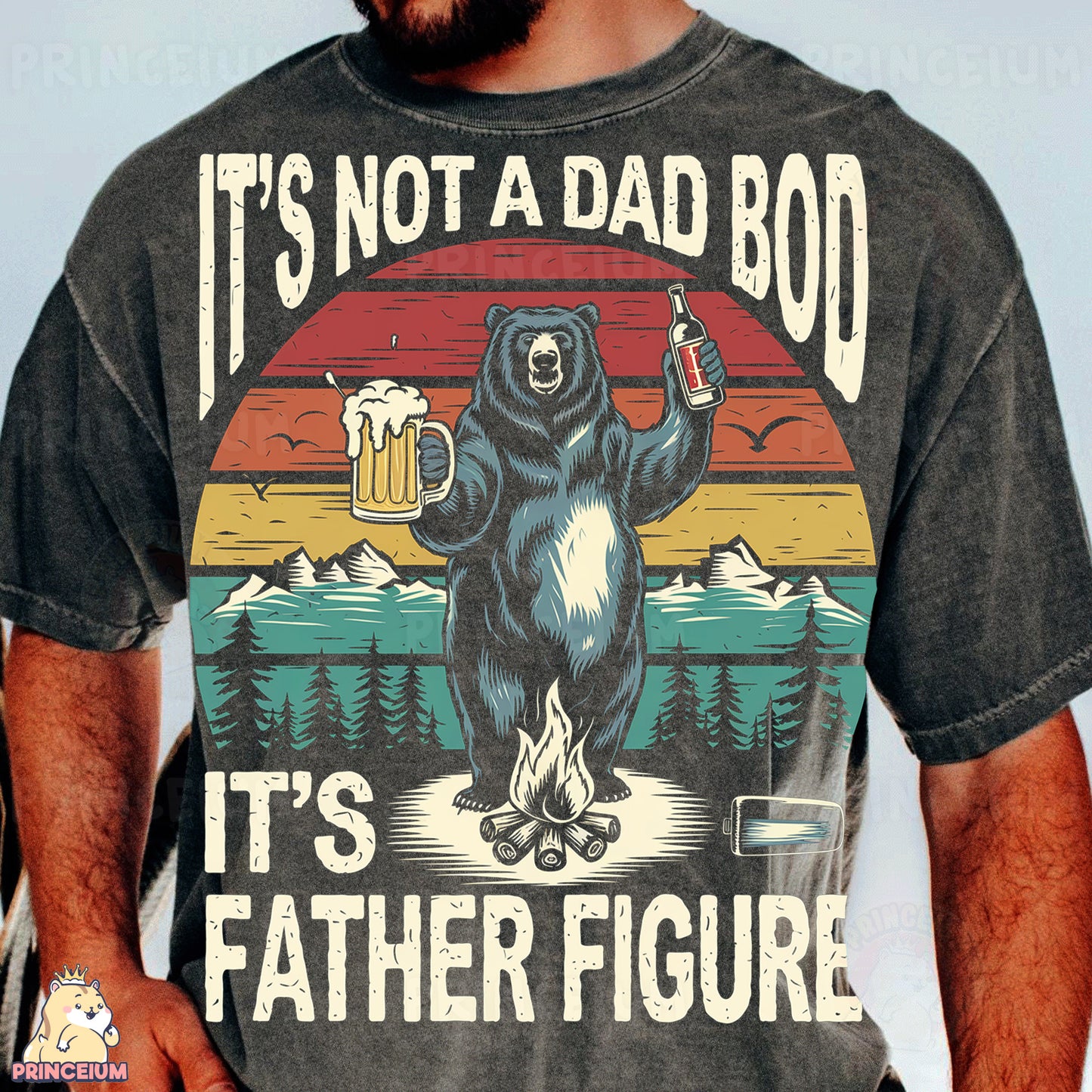 a man wearing a shirt that says it's not a dad bod it