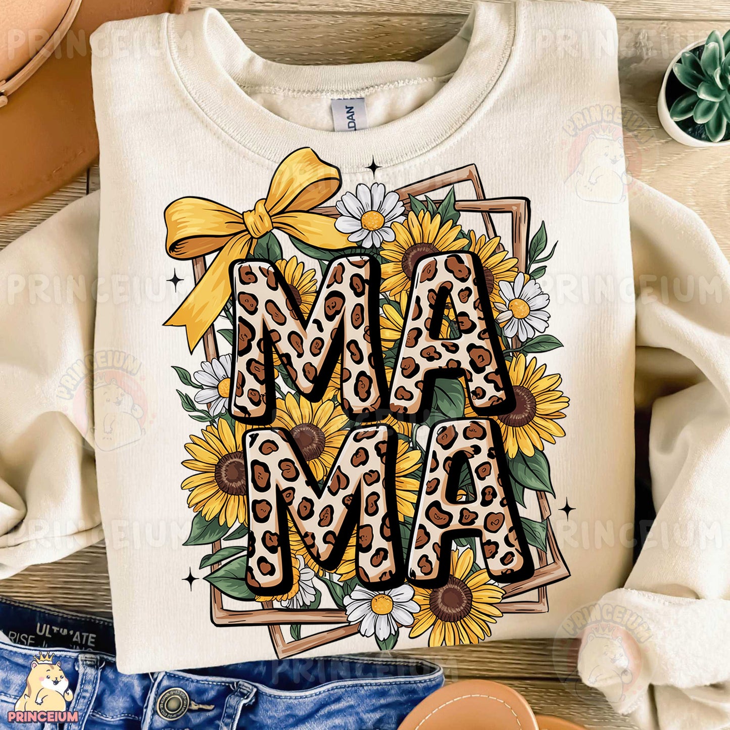 a t - shirt with a sunflower and the word ma ma on it