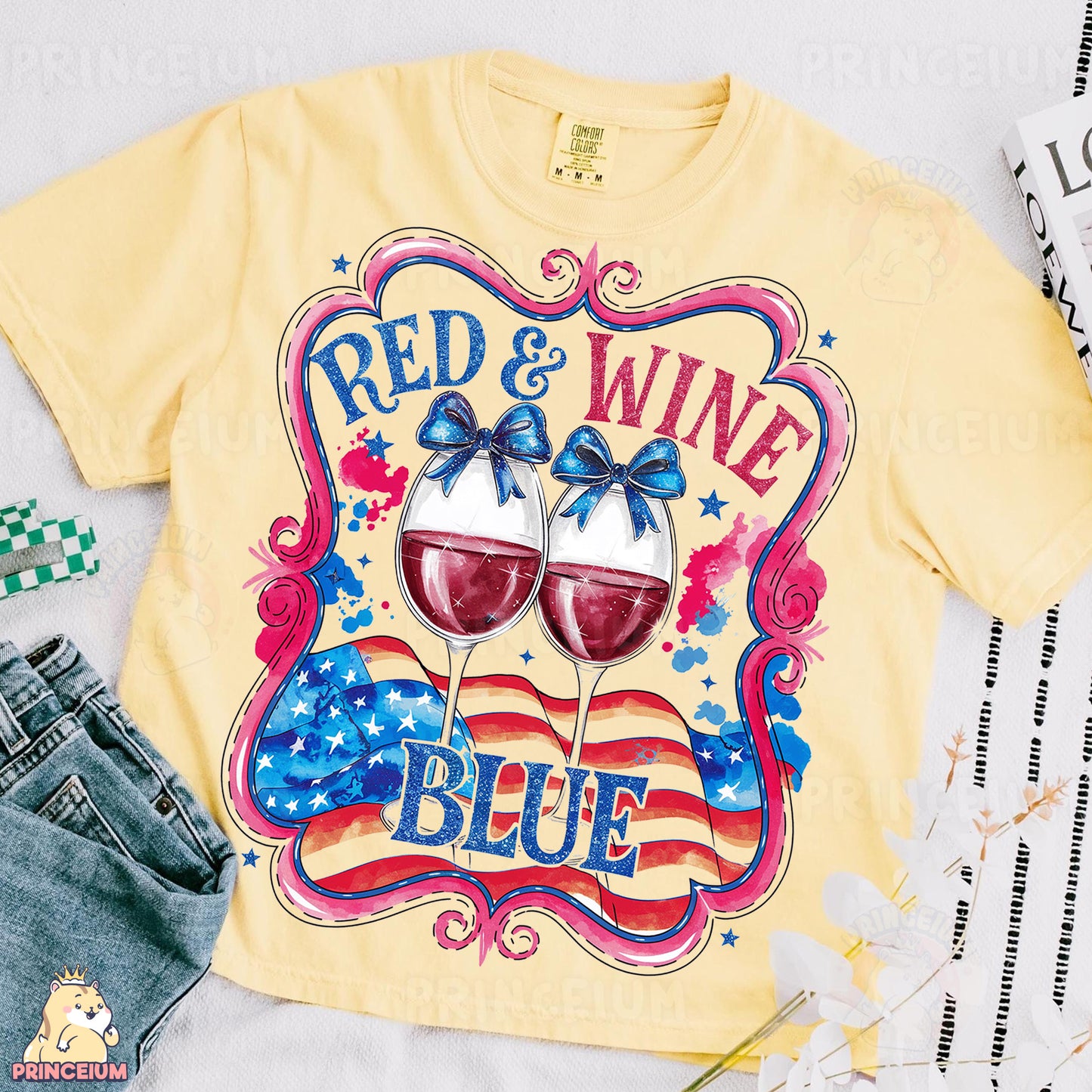 a t - shirt that says red and wine blue with two glasses of red wine
