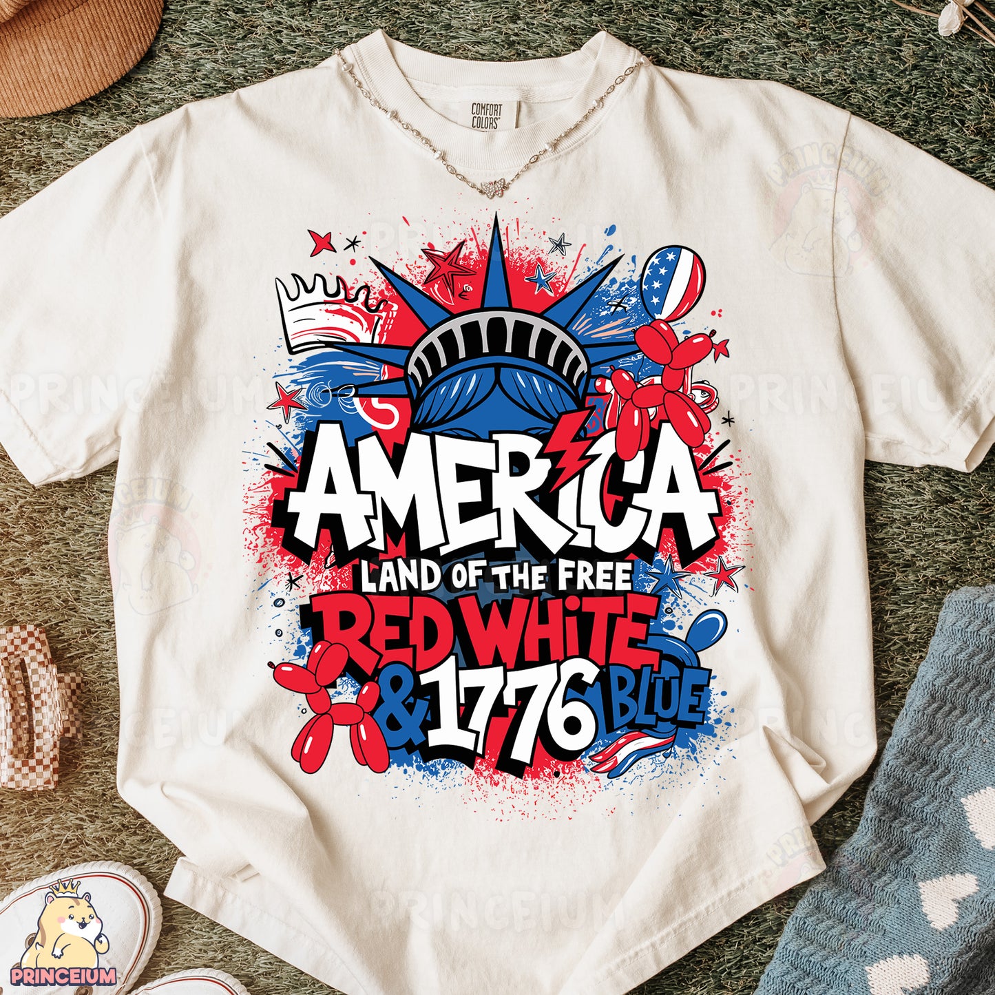 an american land of the free red white and blue t - shirt