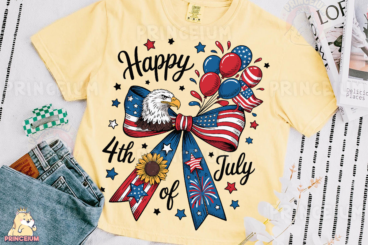 a t - shirt with an eagle and american flags on it