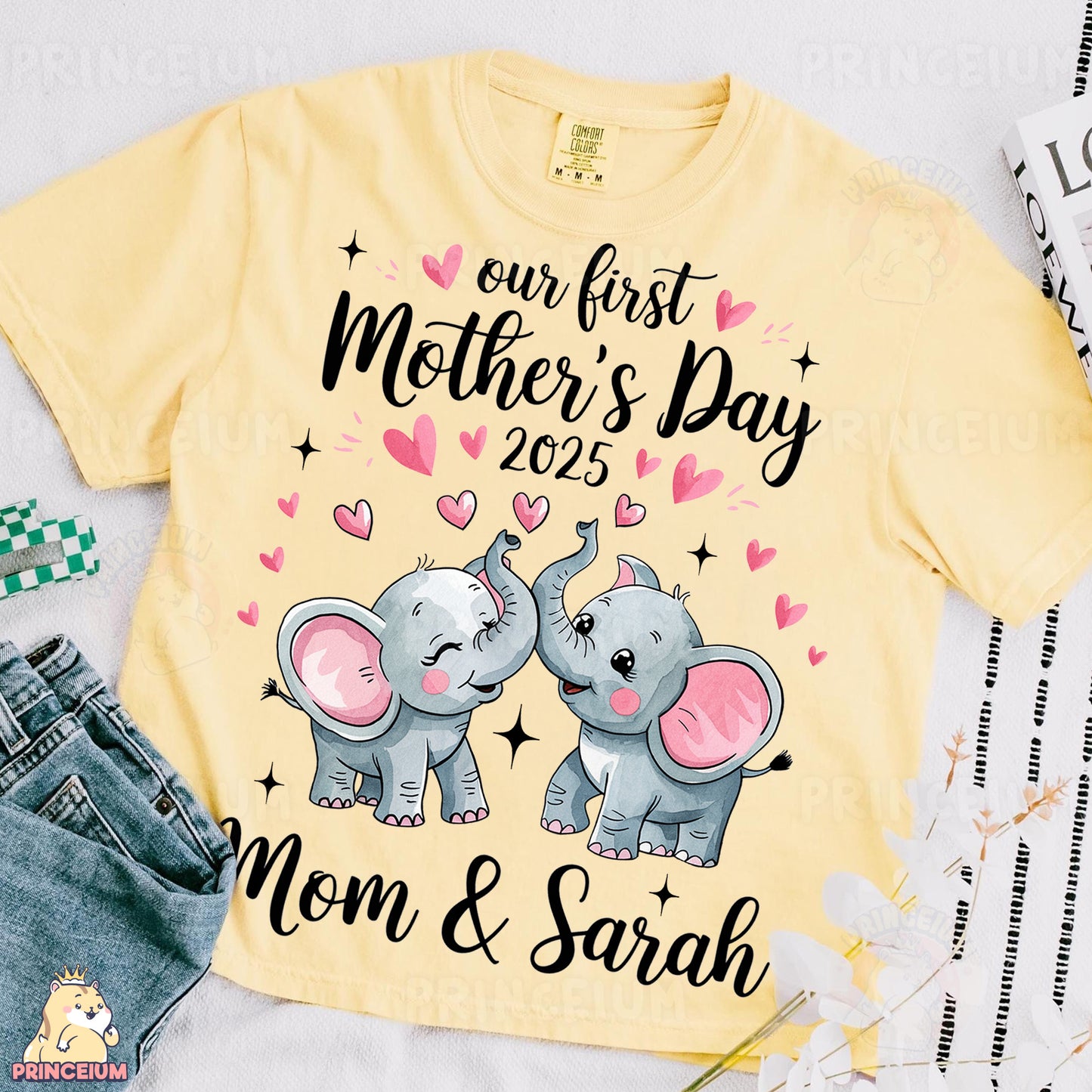 a mother's day t - shirt with two elephants on it