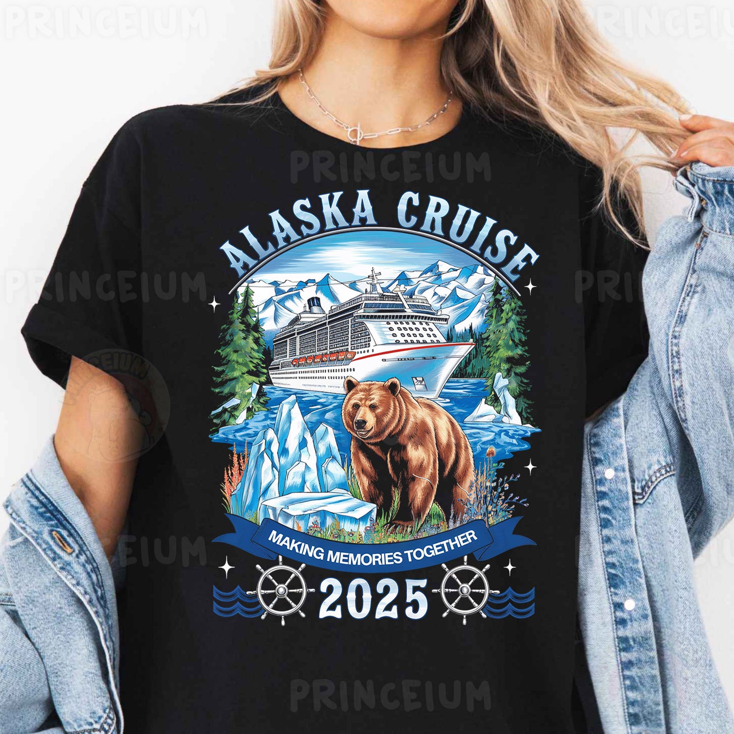 a woman wearing a alaska cruise t - shirt