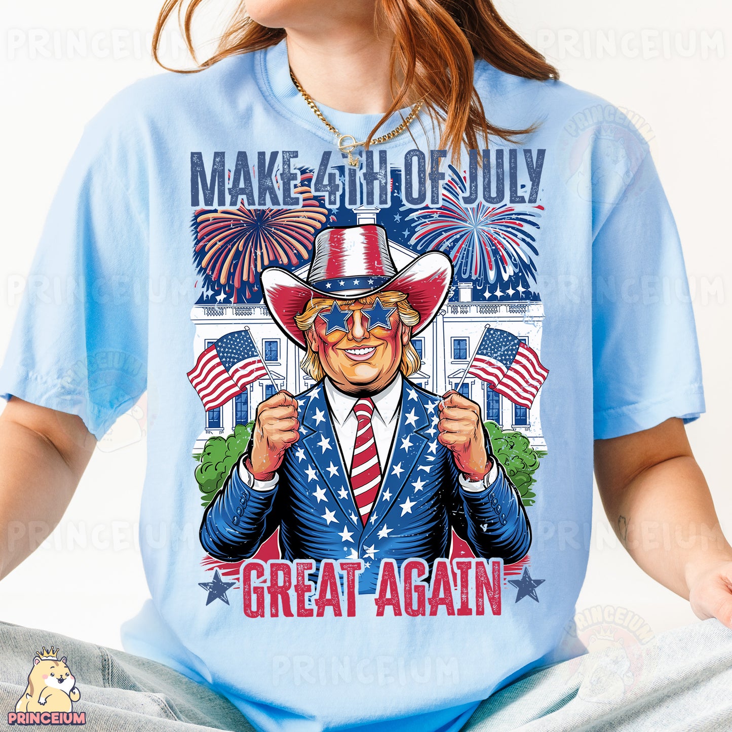 a woman wearing a t - shirt that says make - of - those - july