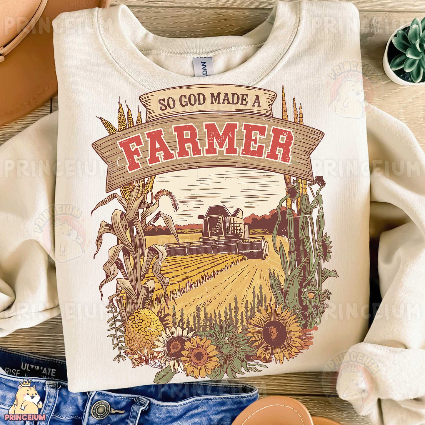 a t - shirt that says, so god made a farmer