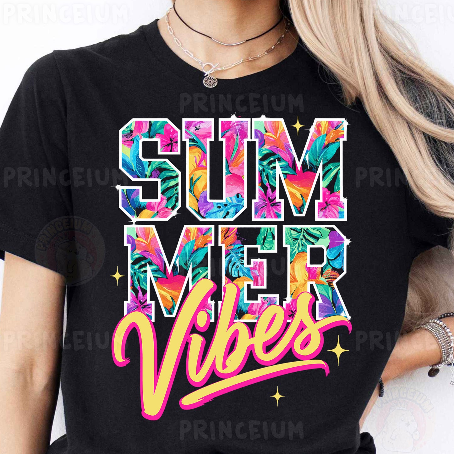 a woman wearing a black shirt that says, sum me vibes