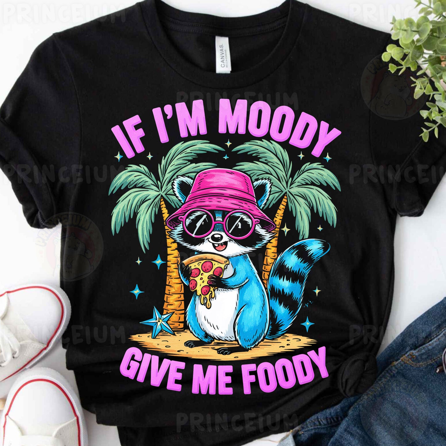 a raccoon wearing a pink hat and sunglasses