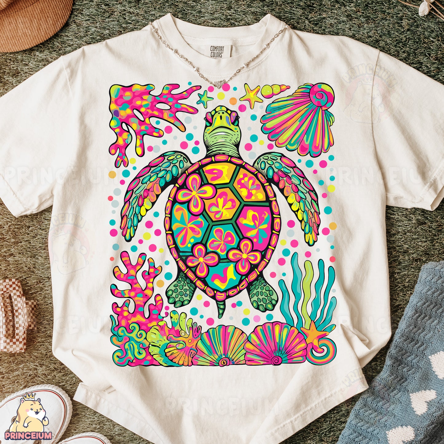a t - shirt with an image of a turtle on it