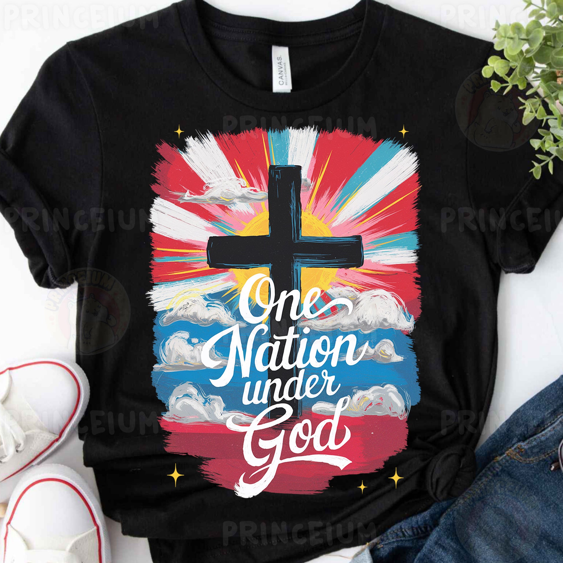 a t - shirt with the words one nation under god on it