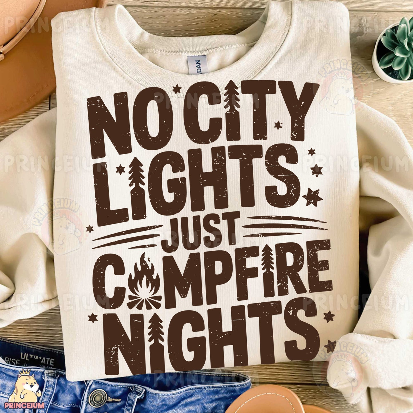 a t - shirt that says no city lights just campfire nights