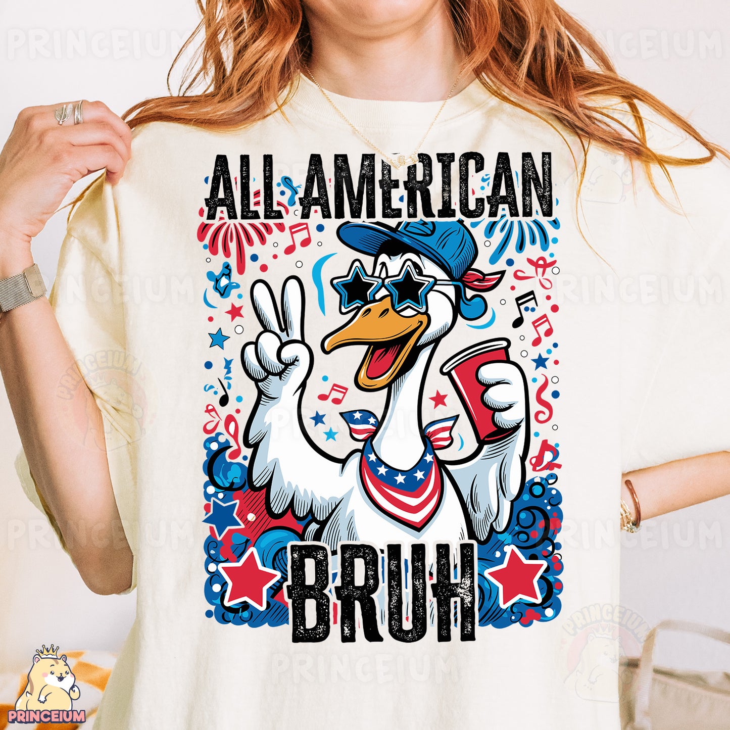 a woman wearing a t - shirt that says all american brut