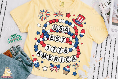 a t - shirt with the words usa est est america on it