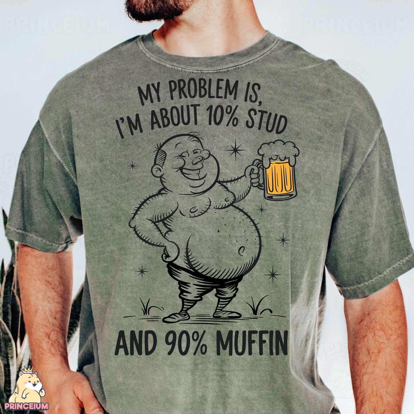 a man with a beard holding a mug of beer