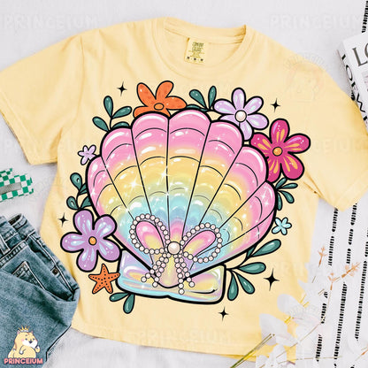 a t - shirt with an image of a seashell on it