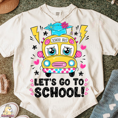 a t - shirt with a school bus on it
