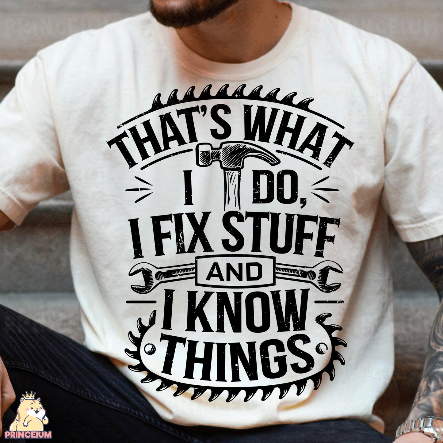 a man wearing a t - shirt that says, that's what i do