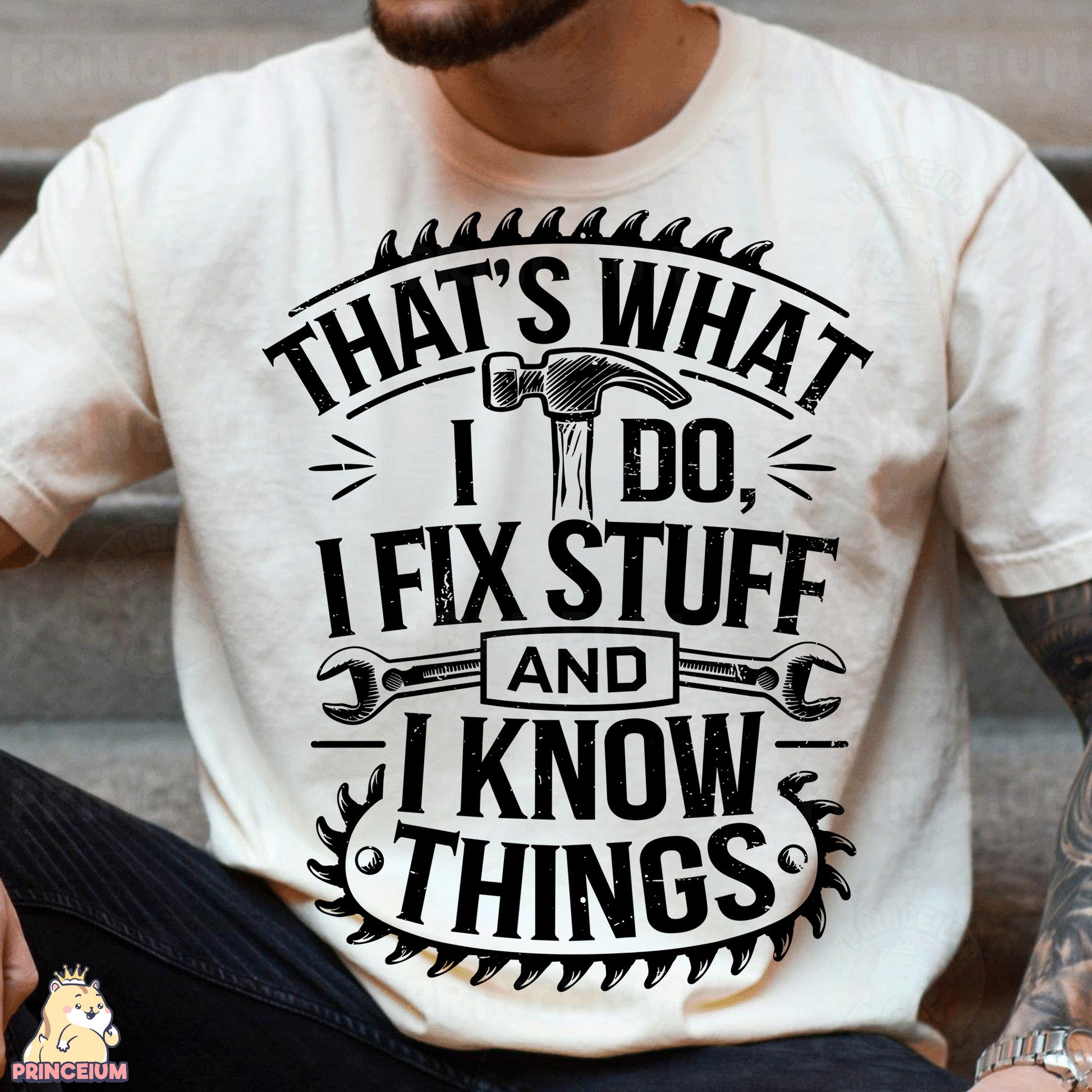 a man wearing a t - shirt that says, that's what i do