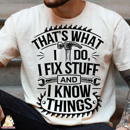 a man wearing a t - shirt that says, that's what i do