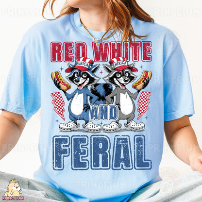 a woman wearing a red white and blue shirt