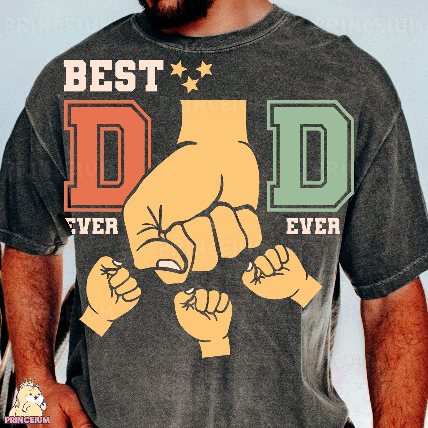 a man wearing a t - shirt that says best dad ever